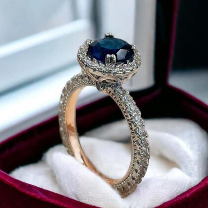 Royal Blue Crystal Artificial Fashion Ring for Women
