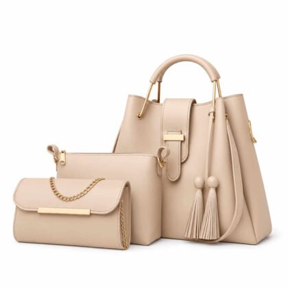 3-Piece Soft Synthetic Leather Handbag Set for Women
