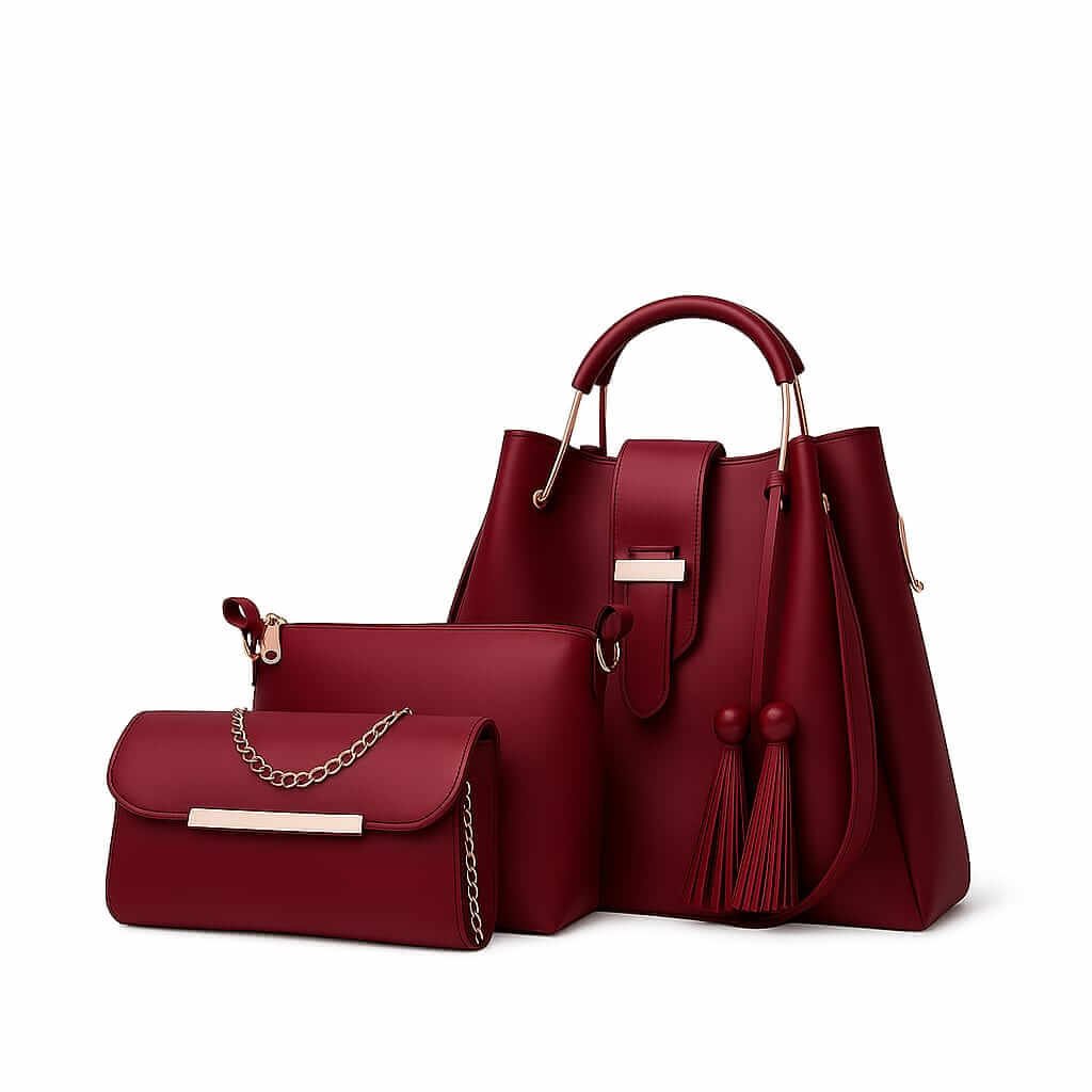3-Piece Soft Synthetic Leather Handbag Set for Women