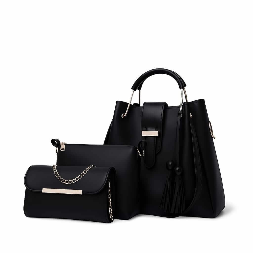 3-Piece Soft Synthetic Leather Handbag Set for Women