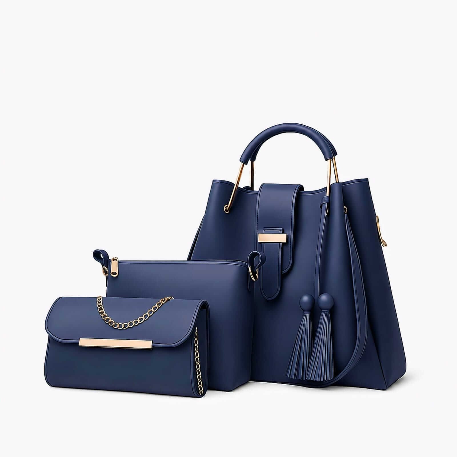 3-Piece Soft Synthetic Leather Handbag Set for Women